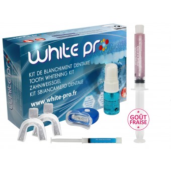 KIT GEL ROSE SAVEUR  FRAISE BLANCHIMENT DENTAIRE WHITE PRO 